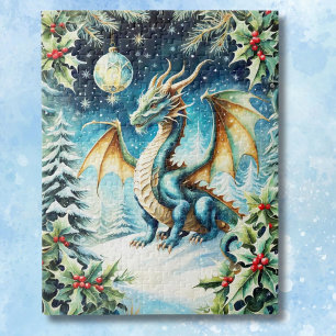 Puzzle Noël Magique du Dragon avec le houx