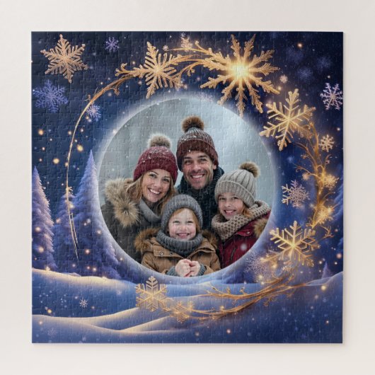 Puzzle Noël magique - flocons de neige dorés, photo (Vertical)