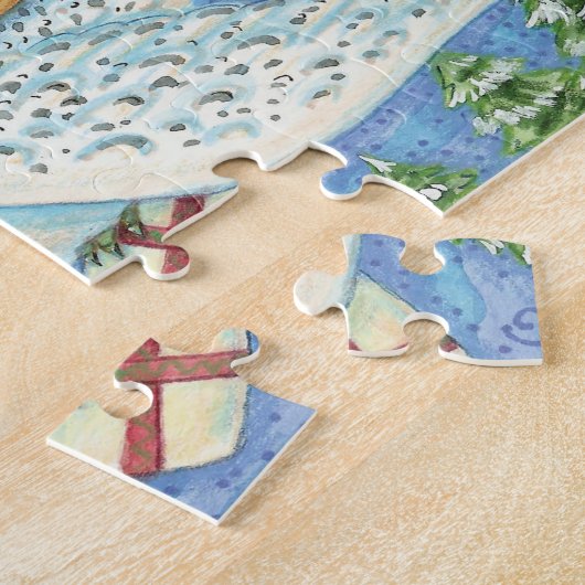 Puzzle Noël mignon avec lapin comme Père Noël sur Hibou (Côté)