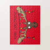 Puzzle Noël Moose mignonne drôle animal de vacances (Vertical)