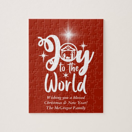 Puzzle Noël Nativité Joy au monde Rouge & Blanc (Vertical)