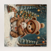 Puzzle 🌸 Noël Ours Confort Lumière Style Maison (Horizontal)