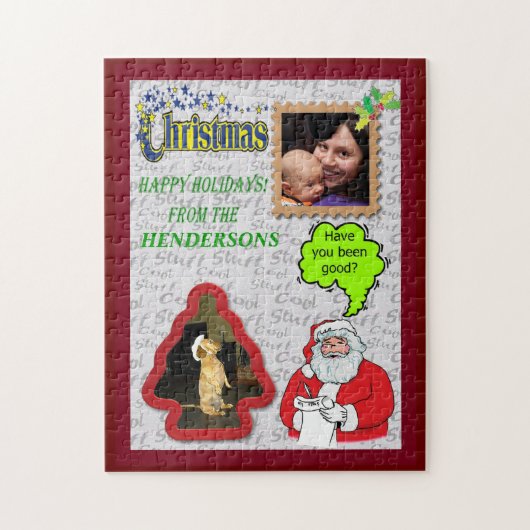 Puzzle Noël Père Noël & Arbre Ajouter Photos (Vertical)