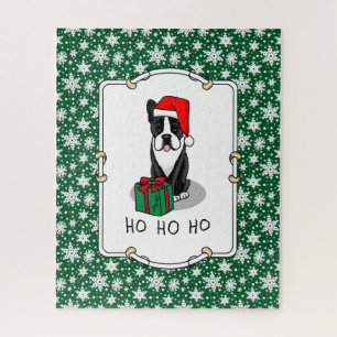 Puzzle Noël Père Noël Boston Terrier (noir) mignonne