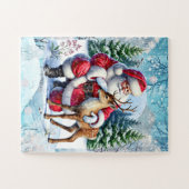 Puzzle Noël Père Noël Cerf de Noël (Horizontal)