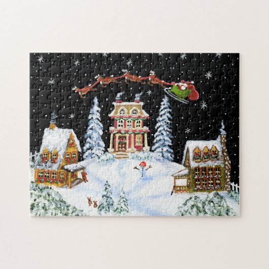 Puzzle Noël, Père Noël, Claus, puzzle, renne (Horizontal)
