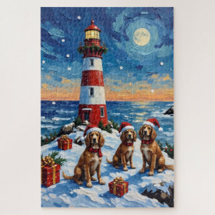 Puzzle Noël Phare Bretagne Épagneul Breton Fêtes