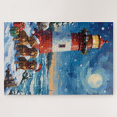 Puzzle Noël phare de Noël teckel (Horizontal)