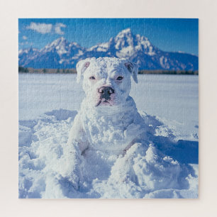 Puzzle Noël Pitbull Chien Snowman