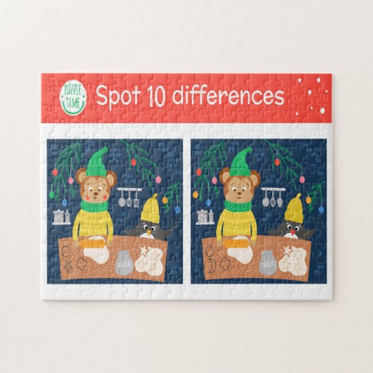Puzzle Noël Points 10 Différences Porter Penguin Enfants (Horizontal)