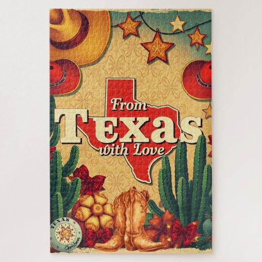 Puzzle Noël rétro vintage du Texas avec amour (Vertical)