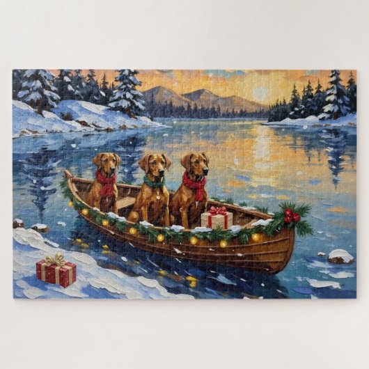 Puzzle Noël Rhodesian Ridgeback Bateau Vacances (Horizontal)