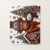 Puzzle Noël rustique vache des Highlands (Vertical)