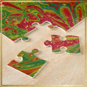 Puzzle Noël Vert Rouge Or abstrait marbré