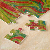 Puzzle Noël Vert Rouge Or abstrait marbré