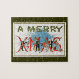 Puzzle Noël victorien vintage, une fête de Noël joyeuse