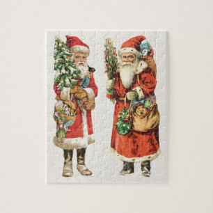 Puzzle Noël vintage, 2 images découpées de Père Noël