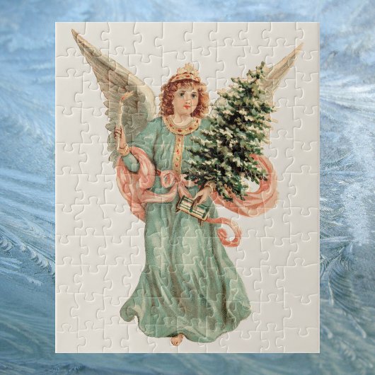 Puzzle Noël vintage, Ange victorien avec arbre