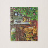 Puzzle Noël vintage, chalet confortable avec cheminée (Vertical)