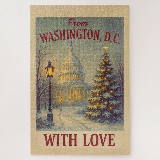 Puzzle Noël vintage de Washington, DC avec amour (Vertical)