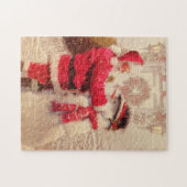 Puzzle Noël vintage du Père Noël Snowman | Vacances (Horizontal)