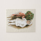 Puzzle Noël vintage, fille victorienne avec Holly (Horizontal)