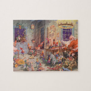 Puzzle Noël vintage, le Père Noël avec l'atelier des luti