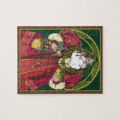 Puzzle Noël Vintage, Père Noël avec Feuilles Holly (Horizontal)