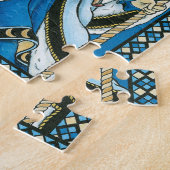 Puzzle Noël Vintage, Père Noël Bleu avec Snowglobe (Côté)