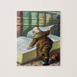 Puzzle Noël vintage, Père Noël Liste des enfants sages et