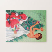 Puzzle Noël vintage rétro Père Noël lady Holiday (Horizontal)