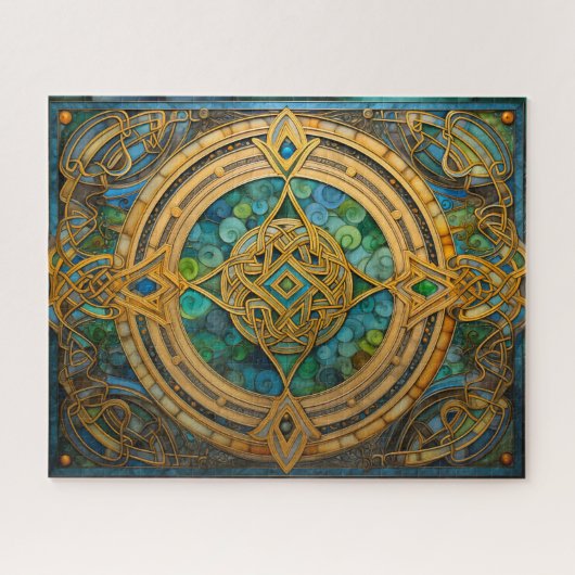 Puzzle Noeud Celtique Blue Green Gold (Horizontal)