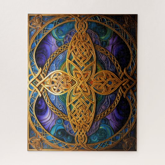 Puzzle Noeud celtique Violet Bleu Or Noeud (Vertical)