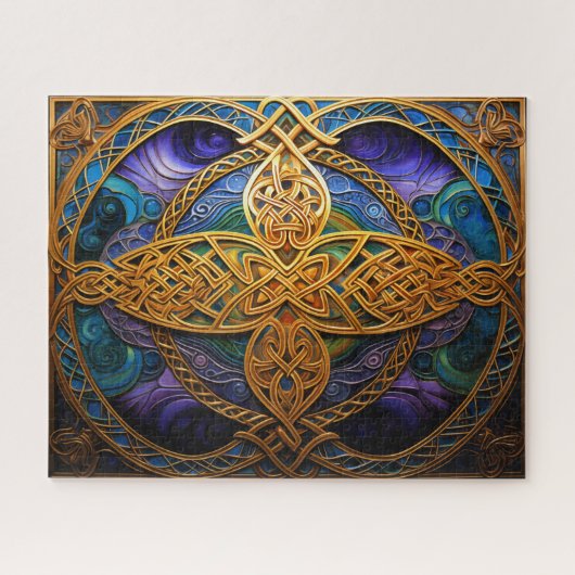 Puzzle Noeud celtique Violet Bleu Or Noeud (Horizontal)