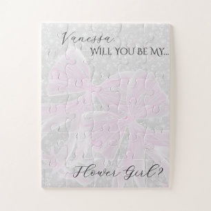 Puzzle Nœud rose transparent Coquette - Carré Seras-tu Ma