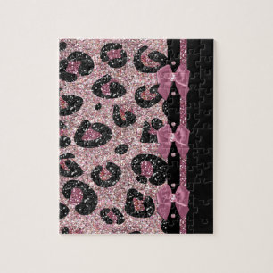 Puzzle Nœuds ruban imprimé léopard rose rockabilly RAB