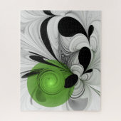 Puzzle Noir Abstrait et blanc avec art fractal vert (Vertical)