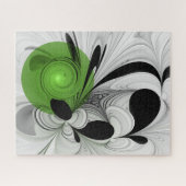 Puzzle Noir Abstrait et blanc avec art fractal vert (Horizontal)