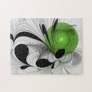 Puzzle Noir Abstrait et blanc avec art fractal vert