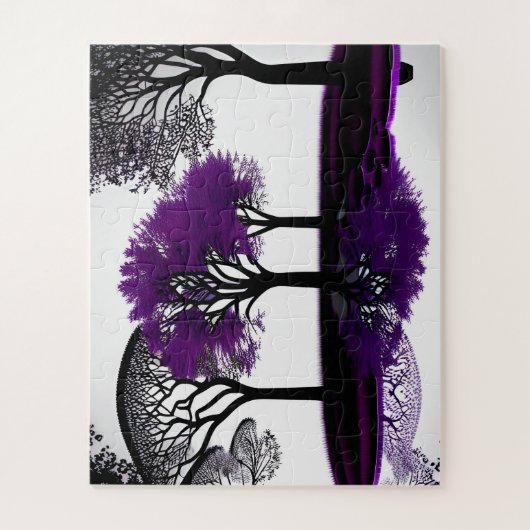 Puzzle Noir Abstrait et blanc avec violet pour enfants (Vertical)