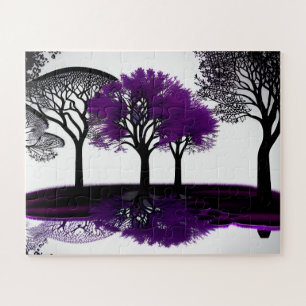 Puzzle Noir Abstrait et blanc avec violet pour enfants