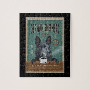 Puzzle Noir Allemand Berger Amateur de café de chien