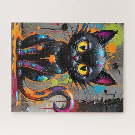 Puzzle noir arc-en-ciel Splatt Chat Jigsaw Puzzle (Horizontal)