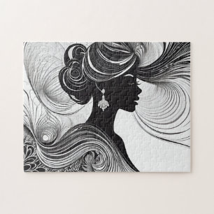 Puzzle Noir & Blanc belle élégante Silhouette femme