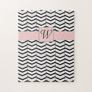 Puzzle noir blanc et blanc clair Chevron