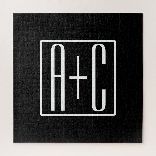 Puzzle Noir & Blanc | Initiales de couples (Vertical)