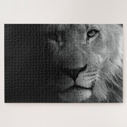 Puzzle Noir Blanc Motivation Leadership Lion Portrait (Horizontal)