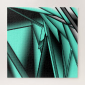 Puzzle Noir Blanc Turquoise Ombre Art Abstrait moderne (Horizontal)
