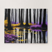 Puzzle Noir Blanc Violet Forêt Jaune Réflexion (Horizontal)