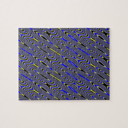 Puzzle noir bleu et jaune Tourbillonnant difficile (Horizontal)